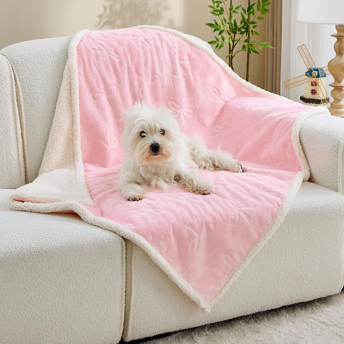Qeils Waterproof Cat Blanket, Soft Pet Blanket for Sofa Couch