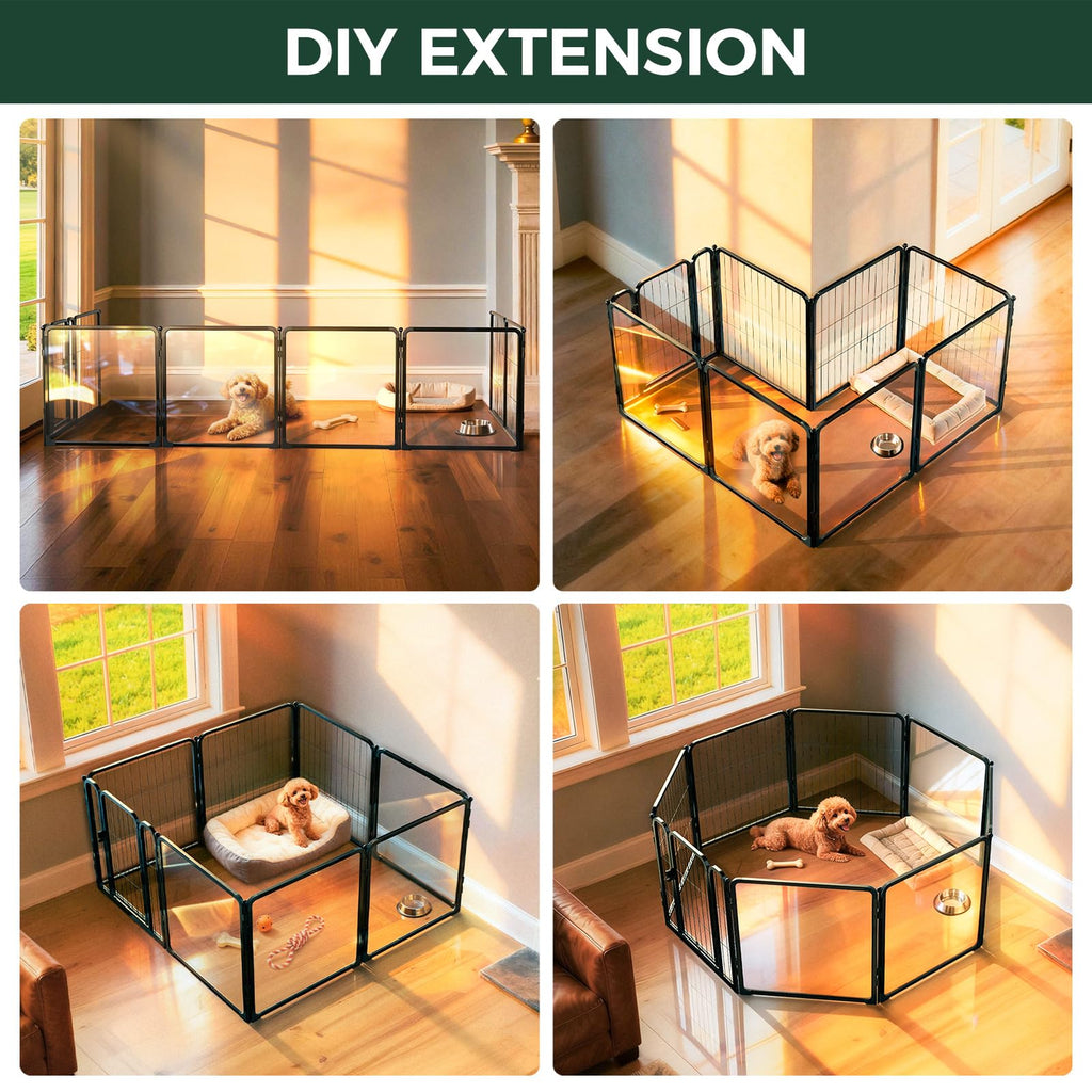 FXW AuraSpace Pro Acrylic & Wire Mesh Indoor Dog Playpen, 24" H, 8 Panels