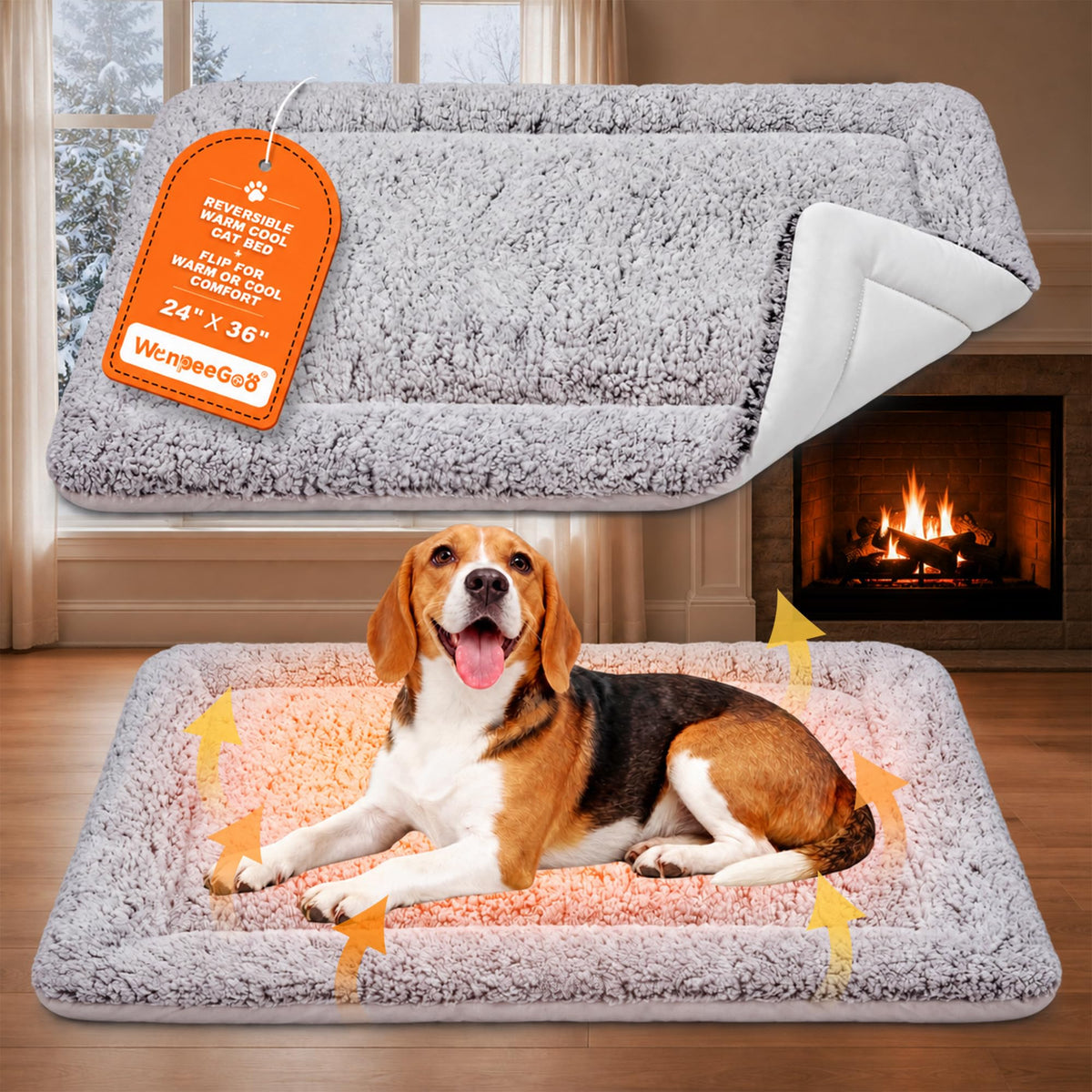 WanpeeGoo Self Warming Cat Bed, Reversible Warming & Cooling Cat Bed, Winter Warm Cats Pad & Summer Cooling Cats Mat, Soft Pet Mat for Kitty & Small Dogs, Perfect for Crates, Kennels, Beds, Sofas