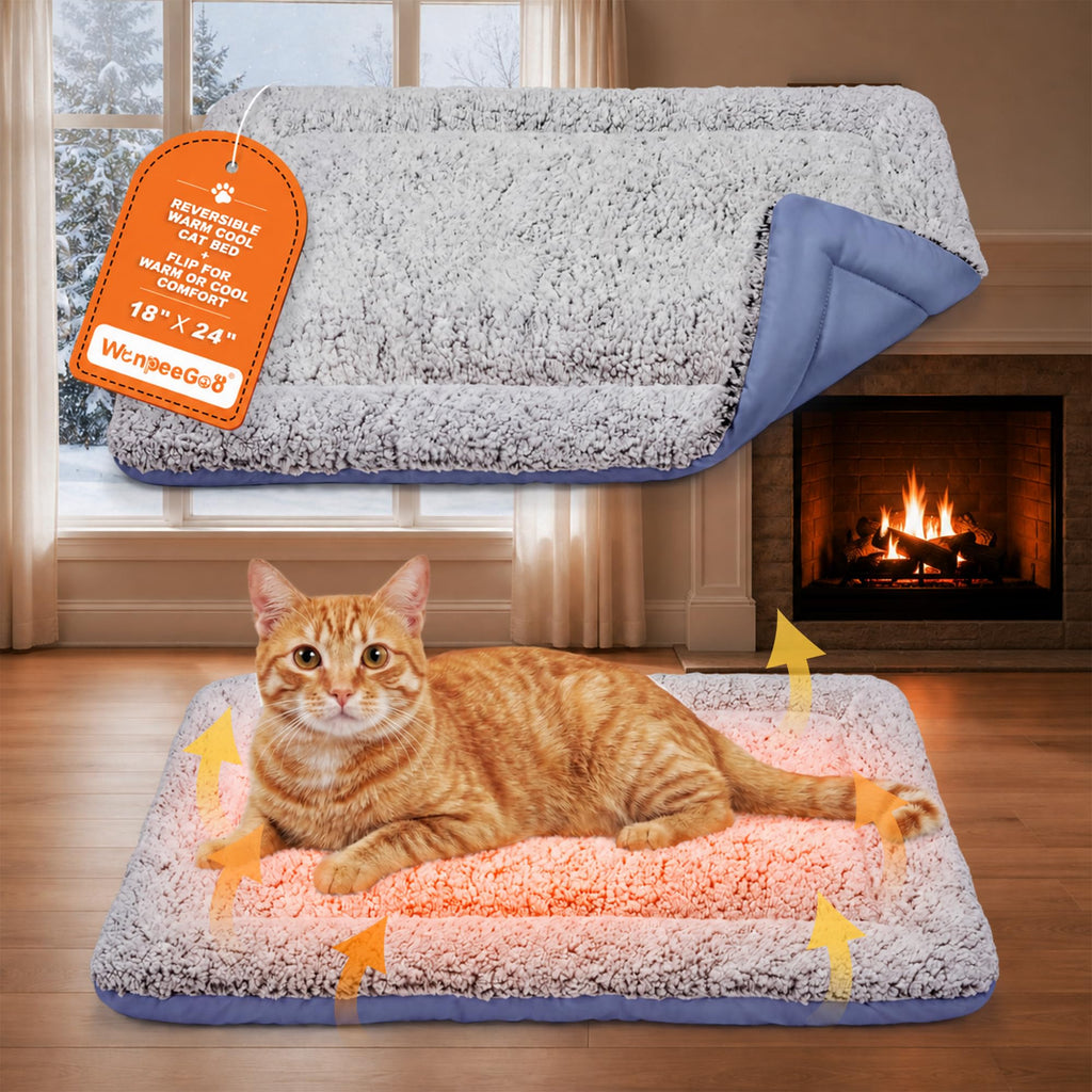 WanpeeGoo Self Warming Cat Bed, Reversible Warming & Cooling Cat Bed, Winter Warm Cats Pad & Summer Cooling Cats Mat, Soft Pet Mat for Kitty & Small Dogs, Perfect for Crates, Kennels, Beds, Sofas