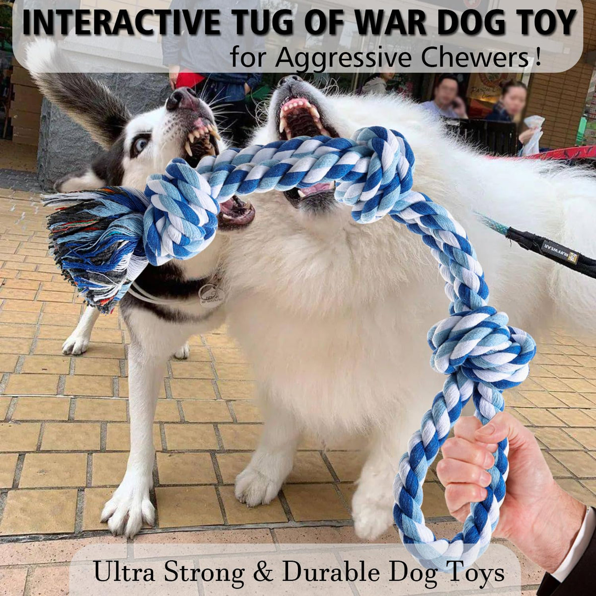 XIGOU Indestructible Dog Toys - Tough Puppy Chew Toys for Aggressive Chewers, Dental Cleaning Tug of War Toy