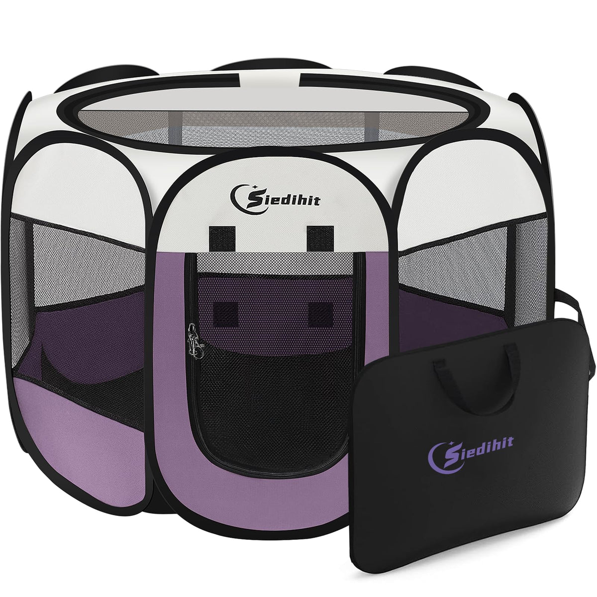 Pink Puppy Playpen for Middle Dog Cat, Dogs Tent Crate Cage Indoor/Outdoor, Portable Pop Up Dog Kennel with Carrying Bag for Rabbits, Removable Top