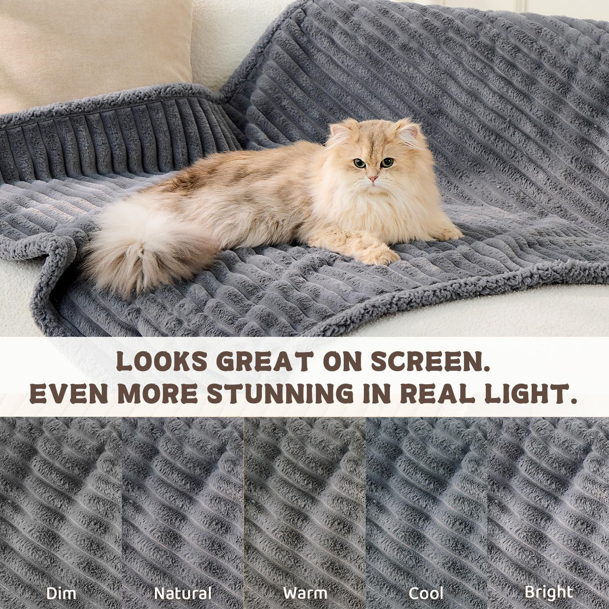 Qeils Waterproof Cat Blanket, Soft Pet Blanket for Sofa Couch