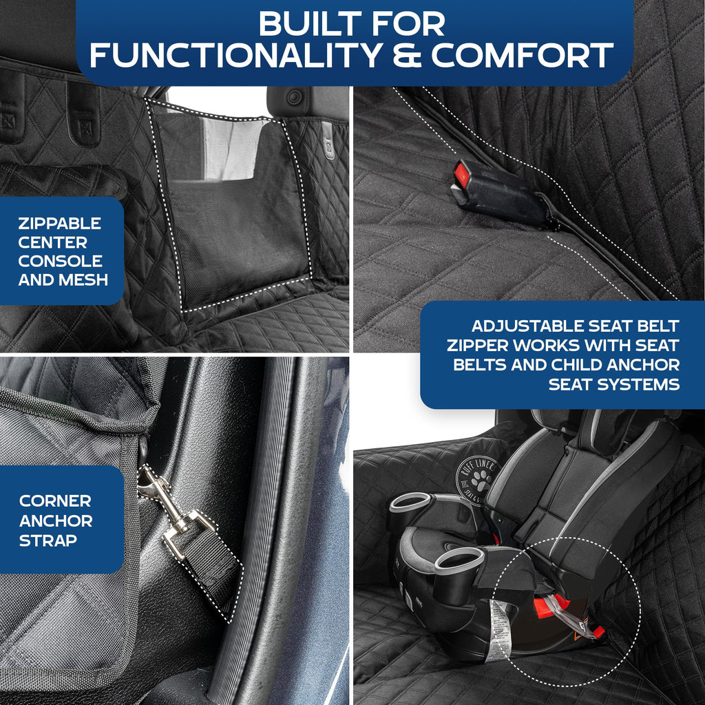 Ruff Liners Back Seat Extender for Dogs with Door Protection - Heavy Duty Hard Bottom Seat Extender - Waterproof Hard Bottoms Car Seat Cover for Dogs - Machine Washable with Travel Bag