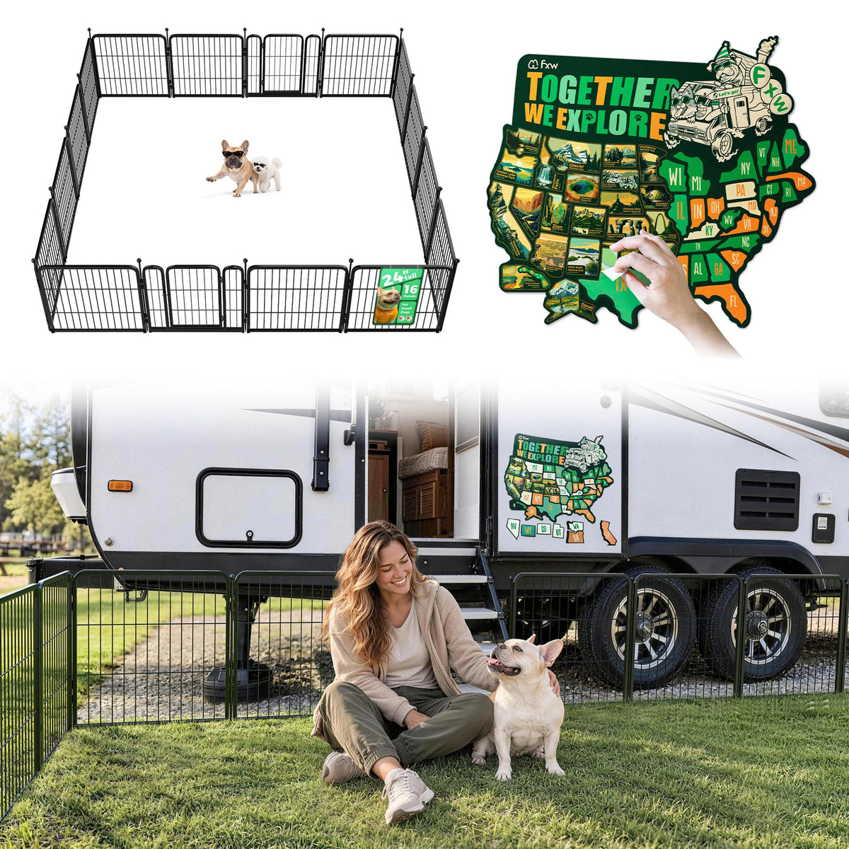 FXW Rollick Dog Playpen, Indoor, Yard & RV Camping