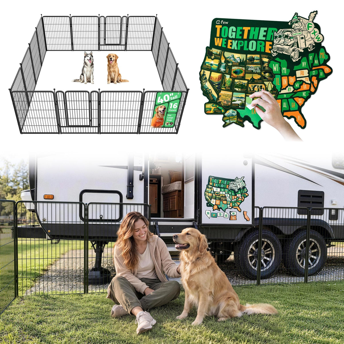 FXW Rollick Dog Playpen, Indoor, Yard & RV Camping