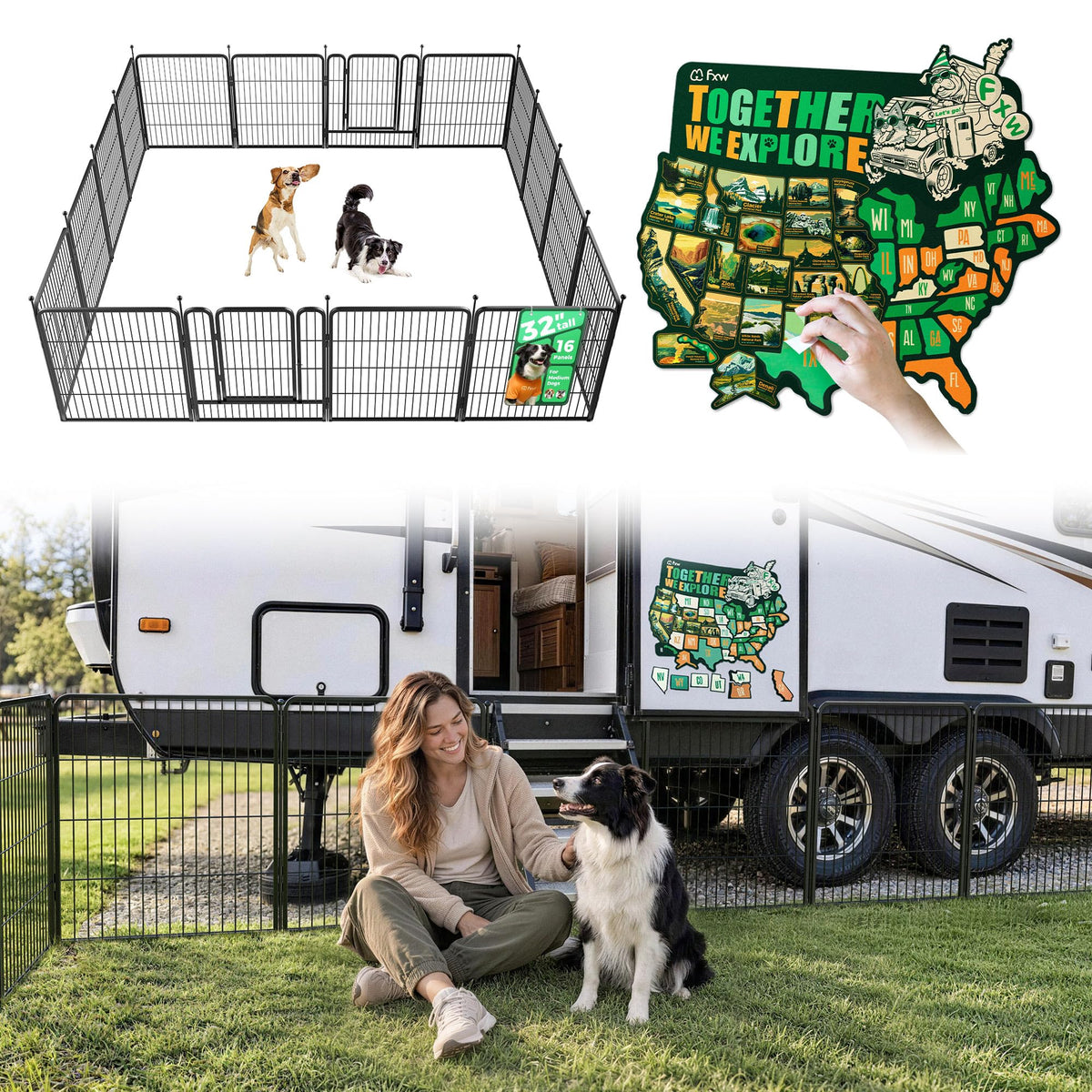 FXW Rollick Dog Playpen, Indoor, Yard & RV Camping