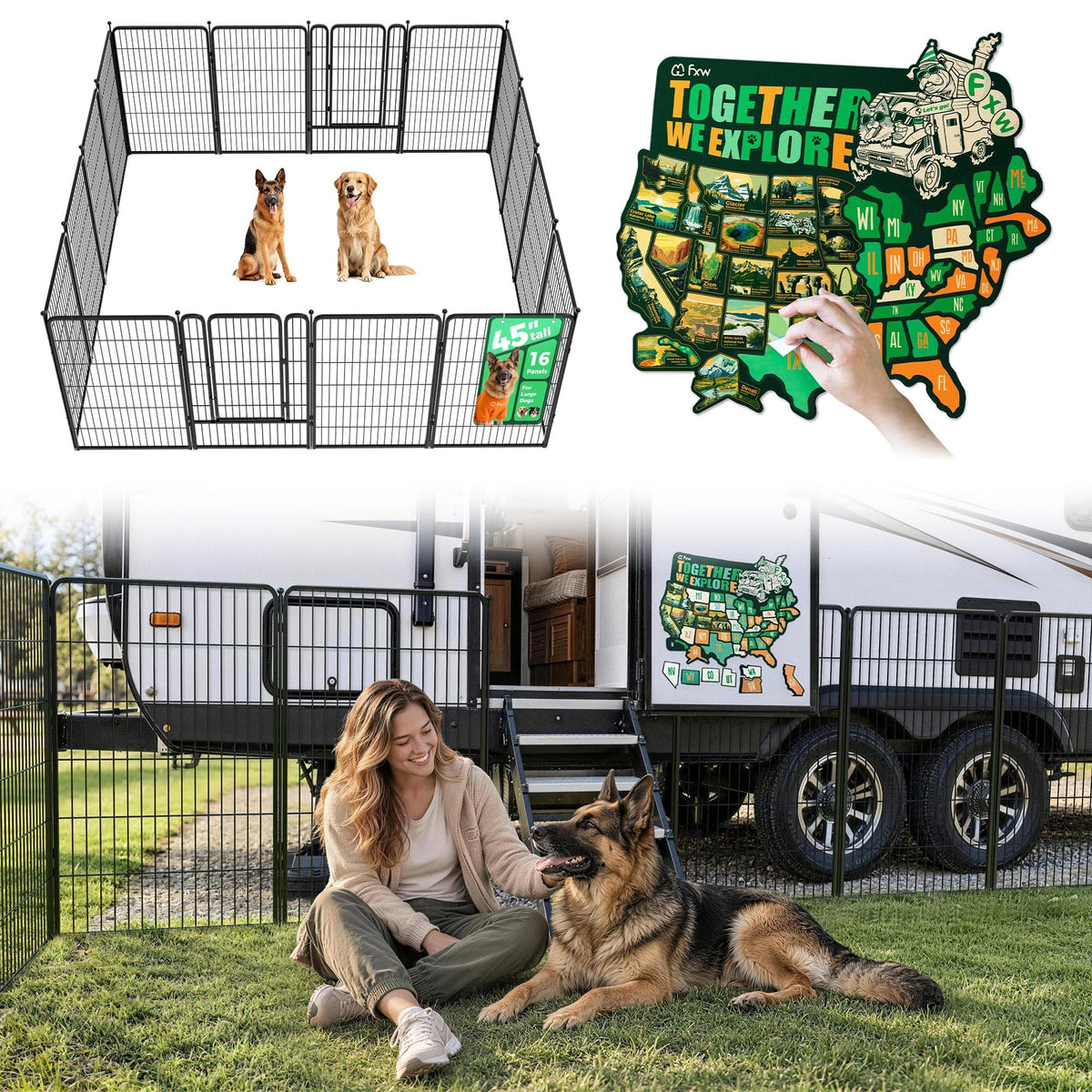 FXW Rollick Dog Playpen, Indoor, Yard & RV Camping