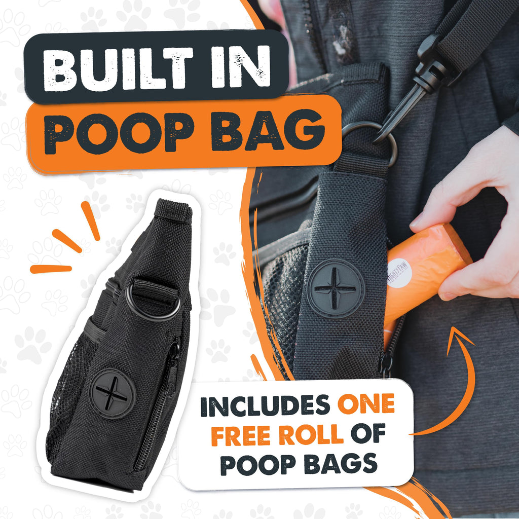 Mighty Paw Dog Treat Pouch 2.0 | Pet Training Hands-Free Snack Bag w/Strap. Holds 2 Cups Kibble, Poop Bags, Phone & Keys. Magnetic Clasp & Waist Belt Clip. Includes 1 Roll Of Poop Bags